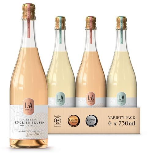 L.A Brewery | Non Alcoholic Sparkling Craft Kombucha Drink - New English Blush and Sparkling White Rose - Pack of 6 x 750ml Low Calorie Kombucha Tea - Gluten Free & Vegan Soft Drinks Brewed in the UK
