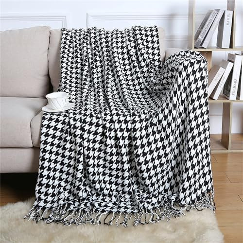 Morbuy Sofadecke TV Decke, Warme Multifunktionale Nickerchen Decke Tagesdecke Freizeitdecke Reisedecke for Sofa Fernseher Umhängetuch (130 * 180cm,Hahnentritt)