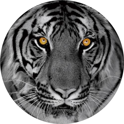 Ohok Riesen Runde Kuscheldecke, gemütlicher Flanellstoff Flauschig Decke, Warm Wohndecke Sofaüberwurf Decke für drinnen, draußen Sofaüberwurf Geschenke für Familie (Tiger, 152cm)