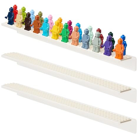 Tapeera 3er-Pack Acryl Wandregal Vitrine Kompatibel mit Lego Minifigur – Schwebende Wandregale für Figuren Regal – Acryl Vitrine Hängend für Minifiguren Regal – Weiße Grundplatte –Platz für 72 Figuren