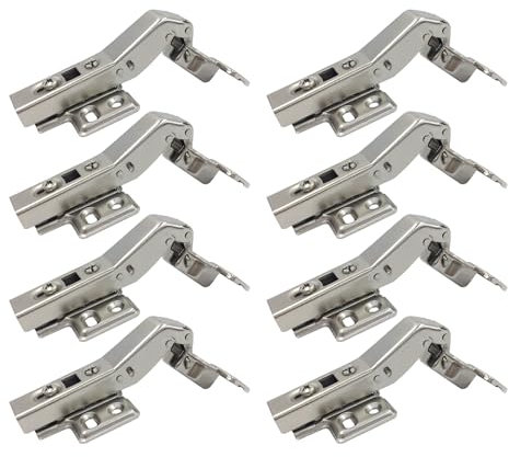 LIKERAINY Braccio Angolare de 45 Grado Cerniera 35mm con Clip Ammortizzatore per Porta Chiusura Soft Cerniere di Mobile da Cucina Gabinetto Armadio Porte 8 Pezzi