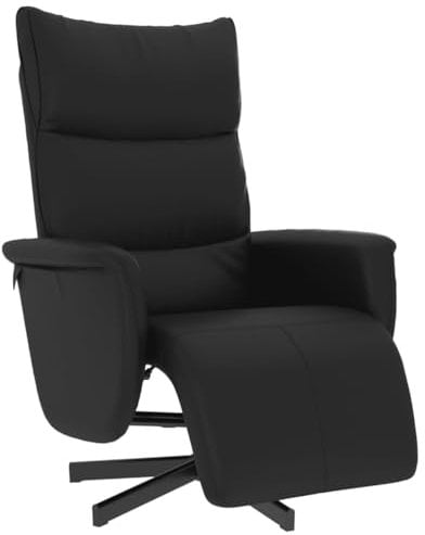vidaXL Relaxsessel, Drehbar Sessel mit Rückenlehne Fußteil, Fernsehsessel mit Liegefunktion, Liegesessel Ruhesessel Polstersessel, Schwarz Kunstleder
