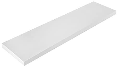 La zappa Mensola da muro sospesa in legno con bordo arrotondato fissaggio con tasselli a scomparsa (100 x 25 x 2.5 cm, BIANCO)