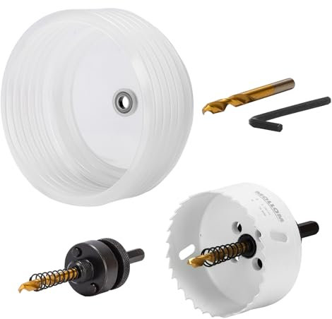 Mollom (3” | 76 mm) HSS M42 Bi-Metall-Lochsäge mit 8 % Kobalt und Staubfangschale für Einbauleuchten, Deckenspots, PVC, Holz, Kunststoff und Metall