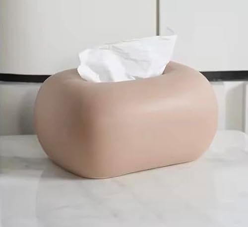 Baamur Keramik Kosmetiktücherbox Braun Pastell, moderner Taschentuchspender für Wohnzimmer, Badezimmer und Flur, dekorative Tissue Box, praktische Aufbewahrung für Kosmetiktücher