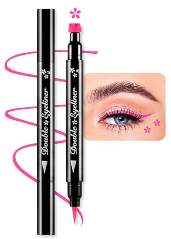 Flüssiger Eyeliner Stift Doppelspitze Farben Blumen Herzen Mond Sterne Gesichtsstempel Make-up Farbig Wasserfest Filzspitze Dünn Gel Eyeliner