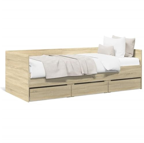 Chaduof Tagesbett mit Schubladen Sonoma-Eiche 90x190 cm Holzwerkstoff, Bett, Bettgestell, Jugendbett, Schlafzimmer Bett, Bed Frame -3280827