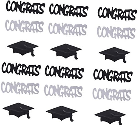KOMBIUDA 3packungen Abschlussfeier Konfetti Tischdeko Mit Doktorhut Silber Und Schwarzer Gratulationsbotschaft Für Graduierungsfeiern Wiederverwendbar Hochwertige Tischdekoration Insgesamt