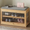 PULUOMIS Shoe Storage Bench with Seat, 2-Tier Shoe Rack Bench with Removable Cushion, Shoe Storage Cabinet with Filp Door for Hallway, Bedroom, Living Room, 69 x 31 x 44 cm