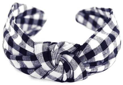 axy Vintage Look Kariert Haarreif - Wunderschön Haarreifen Damen Stirnband Haarschmuck HR34K (Schwarzblau)