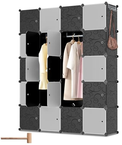 Ansobea Einfacher Kleiderschrank, 10 kg Tragkraft, Staubschutz-Design Steckschrank DIY Würfelregal für Wohnheime, Apartments und Garagen