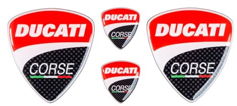 3D Ducati Motorrad Kompatible Logo aufkleber Set – Premium UV-beständige Gel & Epoxy Aufkleber für Motorradfans (Carbon)
