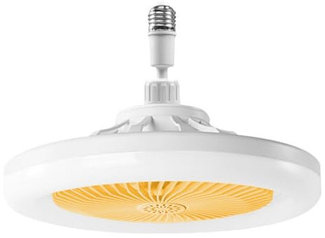 OKSANO Ventilateur Plafond Avec Lumiere,OKSANOventilateur De Plafond Avec Télécommande,ventilateur Silencieux Plafond,E27 plafonnier LED À Intensité Variable,3vitesses,Temporisable (Jaune)