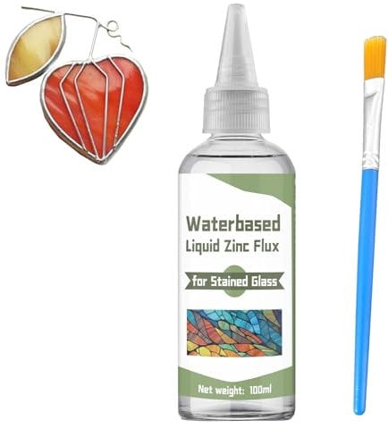WAN2TLK Liquid Flux Saldatura 100 ml – Flusso di vetro colorato per lavori di saldatura, riparazione vetro e altro – Strumenti e forniture per vetrate – Flusso di zinco liquido a base d'acqua per