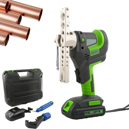 ANGDI Abocardador eléctrico, abocardador Simple de Tubo excéntrico Recargable de 45°, Kit de abocardador de Tubos de Cobre con batería, métrico/Pulgada 2 en 1