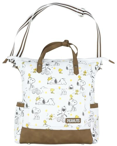 Peanuts Convertible Totepack Snoopy und Woodstock Rucksack mit Tragegriffen und Schultergurt, Kunstleder-Untertasche