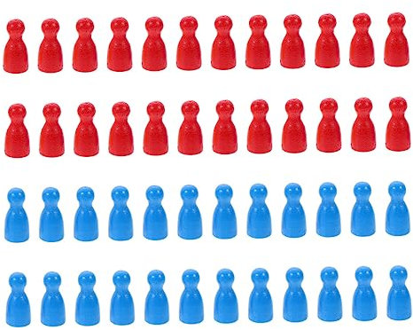 Vaguelly 48stücke Teiliges Holzspielsteinen Für Mensch-ärgere-Dich Und Schach Mit Und Blauen Figuren Geeignet Für Brettspiele Fördert Intelligenz Und Logisches