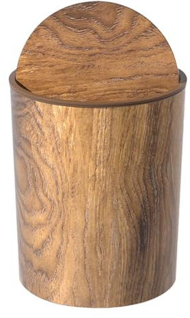 Getreidemülleimer aus rustikalem Holz – Mülleimer mit großem Volumen, Swing-Top-Behälter | Küchenabfallkorb aus Holz, Mülleimer im Retro-Stil für Badezimmer und Büros