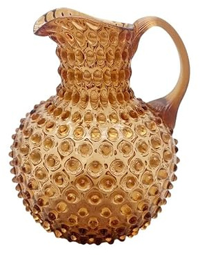 Carafe en verre soufflé de 2 litres | Carafe en verre faite à la main pour boissons chaudes et froides | Carafe en verre | Carafe à eau | Pichet pour boissons | Vase à fleurs | Vase (Topaze)