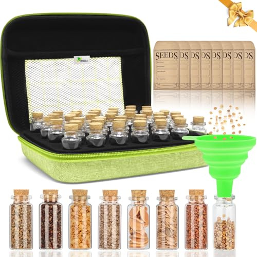 40 Slots Saatgut Aufbewahrungsbox mit 20 Stück Samentütchen, Lagerung von Saatgut, Saatgut Aufbewahrung mit Etiketten Aufklebern und Trichter, Samen Organizer, Seed Storage (Samen nicht Enthalten)