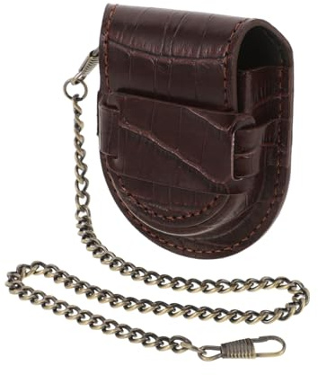 ROMISBABA Vintage Taschenuhr gürteltasche aus Braunem Pu leder mit Klassischem Schutzfach Stoßfestem Aufbewahrungsetui und Leichter Tragetasche für Männer und Frauen Geeignet als Elegantes