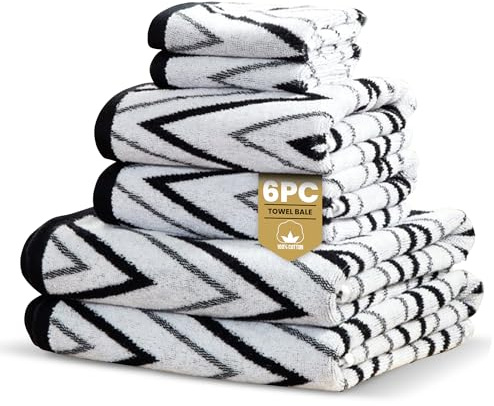 Rapport Home Helix 6-Piece Towel Bale, 100% Cotton 500GSM - Mono Black