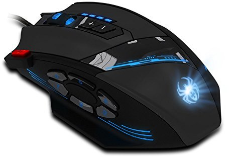zelotes Professiona Wired Gaming Mouse,4800 DPI,12 Programmable Buttons,Weight Tuning,High Precision,Multi-Modes Backlit,Ergonomic Design,USB Optical Mouse Mice for Laptop,PC,Mac,Black