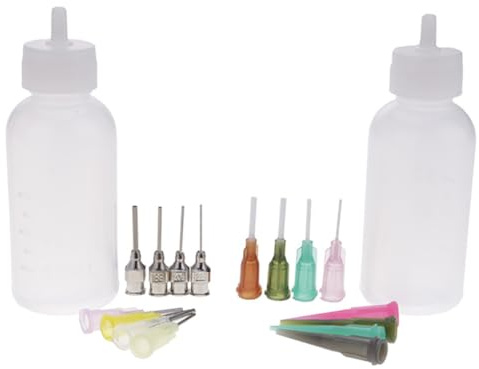 Kit de tatouage temporaire au henné, bouteilles vides avec 16 aiguilles pour tatouage au henné, cône de précision, 2 pièces