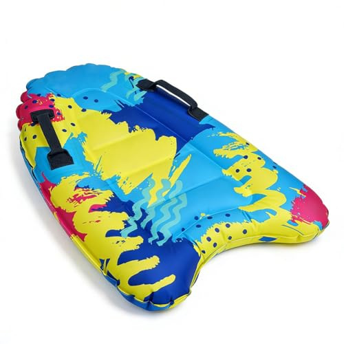 Aufblasbares Bodyboard Tragbares Bodyboard mit Griffen, Schwimmhilfen für Pool, tragbares, aufblasbares Schwimmerfloss, für Erwachsene Pool Schwimmen (Muster)