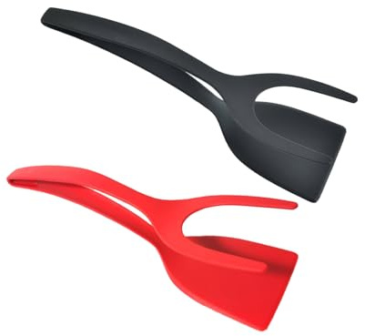 2 Silicone Spatulas with Tongs Function – 2-in-1 Egg Turner for Cooking | For Flipping And Gripping, Ideal For Eggs, Pancakes, And Grilling, Lightweight With Heat-Resistant Anti-Stick Design.