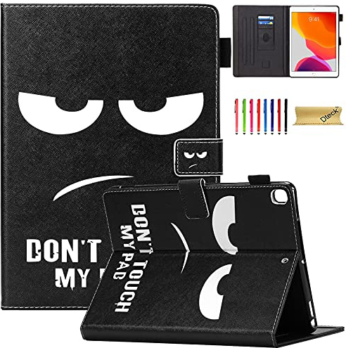 Dteck Hülle für iPad 9. / 8. / 7. Generation 10,2 Zoll 2021/2020/2019 Release – Slim Folio Stand Smart Auto Wake/Sleep Soft Magnetic Cover mit Stifthalter, Don't Touch