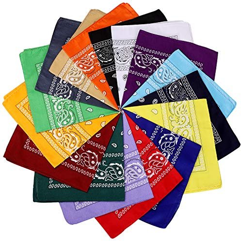 CECIAOAIME 16 Pcs Bandanas Multi-Purpose Bandanas Paisley Cowboy Polyester Headbands 22x22 inch
