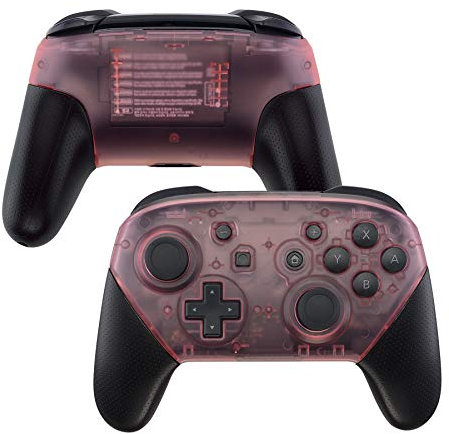 eXtremeRate Cover Custodia Case Joystick Guscio Frontale Posteriore DIY Accessori Ricambio per Nintendo Switch Pro Controller-Controller Non Incluso(Trasparente Ciliegia Rosa)