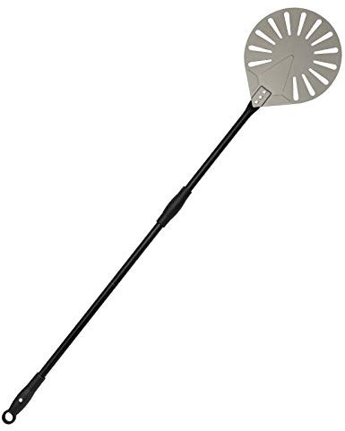 G.a HOMEFAVOR Pelle à Pizza Perforée en Aluminium Anodisé Durable avec Poignée en Silicone Isolant pour Four, Pizzas Maison, Pains, Silver