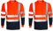 Ace Online Pack of 2 Hi Vis viz Long Sleeve t Shirts Safety Security Work Wear Summer Breathable Top (Orange/Navy, L)