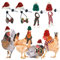 Vehomy 8 Stück Weihnachtsmützen, Schals und Fliegen für Hühner, Weihnachten, Huhn, Weihnachtsmann, Mütze, Wollmütze mit verstellbarem Kinnriemen, Huhn, Fliege, Schal für Geflügel, Henne und Papageien