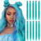 10pcs Colored Clip in Hair Extensions 22 Straight Fashion Hairpieces for Party Highlights Pink (22, Teal Blue)