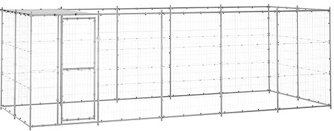 vidaXL Outdoor Hundezwinger mit Überdachung Verzinkter Stahl 12,1m² Hundekäfig