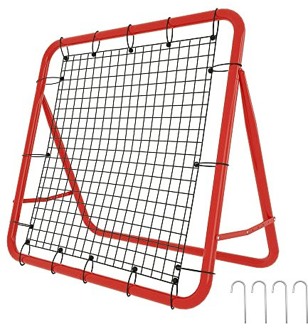 NAIZY Fußball Rebound Netz 100x65cm Prellwand Kicker faltbar mit 4 Verstellbare Stufen Training Zubehör Sports Prellwand rot Stahlrohr + PE-Netz Rebounder-Kickback, für Übungen, Fußballschuss usw