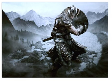 Displate Offiziell Elder Scrolls Skyrim MetallPoster Magnetische Befestigung Inklusive Lizenziert Bilder Hochwertiges Poster Skyrim Key Art - Attack Poster 45 cm x 32 cm