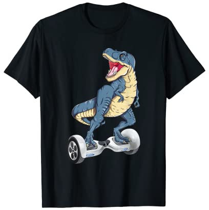 Funny Dinosaur T Rex Riding Hoverboard Elektro-Skateboard T-Shirt