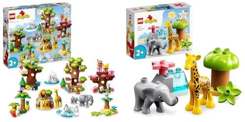 LEGO 10975 DUPLO Wilde Tiere der Welt Zoo Spielzeug mit Sound, mit 22 Tierfiguren und Steine, ab 2 Jahre & 10971 DUPLO Wilde Tiere Afrikas Spielzeug-Set mit Tierfiguren und Spielmatte, ab 2 Jahre