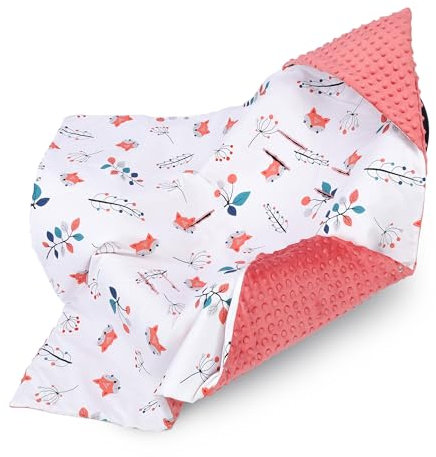 Totsy Baby Couverture nid d'ange Hiver Bebe 90 x 90 cm - Chanceliere enveloppante bébé Poussette ou Siege Auto Cosy Lavable nid d Ange pour Naissance Enfant Minky Renard Terre Cuite