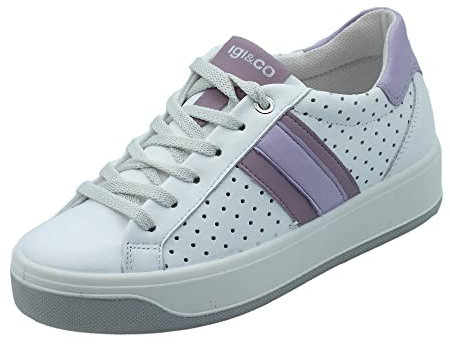 IGI&CO 3657022 Nappa Soft Bianco Viola Sneakers Sportive per Donna in Pelle Zeppa Interna (Taglia 39)