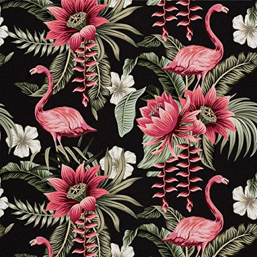 HEKO PANELS Oxford Tissu Imperméable Au Mètre Polyester De Couture D'ameublement Tissus Pour Mobilier Décorative Artisanat Rembourrage Flamants Roses Tropiques 2 Mètres 155 x 200 cm