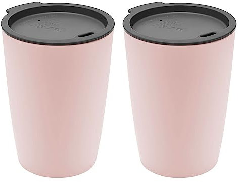 Magu 2er Set Natur-Design Trinkbecher Coffee to Go Rosa ca. 310 ml aus einem Polymer aus natürlichen Materialien Mehrwegbecher Kaffeebecher