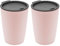 Magu 2er Set Natur-Design Trinkbecher Coffee to Go Rosa ca. 310 ml aus einem Polymer aus natürlichen Materialien Mehrwegbecher Kaffeebecher