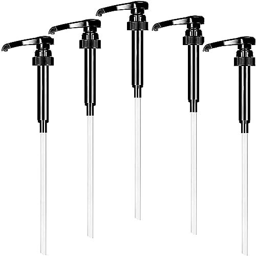 MEISO 5 Pièces Pompe à Sirop à Café, Coffee Syrup Pump Distributeur Sirop Pompe pour Café Maison Bouteille de Sirop à Café, Étanches,Convient à la Plupart des Bouteilles de Sirop de 750 Ml (Noir)