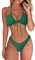 DOULAFASS Damen Bikini Set Sexy Bikini Brazilian Style Niedriger Taille String Triangel 2tlg Bikini Dunkelgrün L
