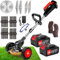 DéBroussailleuse à Batterie Electrique 21V 4.0AH Coupe Bordure sans Fil avec Batterie&Trois Types De Lames PoignéE TéLescopique à Faible Bruit Taille Bordure Convient pour Jardin, Pelouse, Ferme